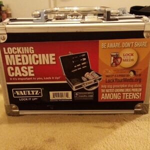 Vaultz Silver and Black Locking Medicine Case